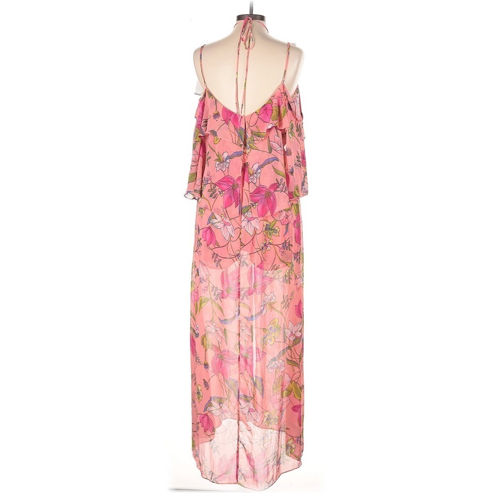 Gianni Bini Floral Maxi Jumpsuit Cold Shoulder Halter Neck Pink L‎